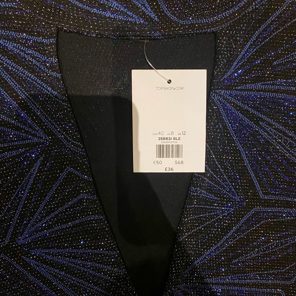 Topshop Blue Bodycon Dress with Shimmery thread - Picture 2 of 3